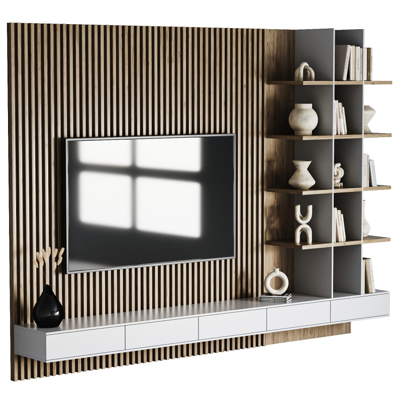 TV wall set 03 3D Модель .c4d .max .obj .3ds .fbx .stl .blend 
