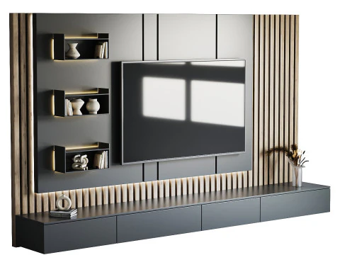 TV wall set 03 3D Model
