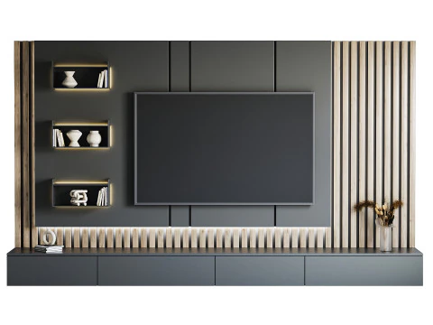 TV wall set 03 3D Model