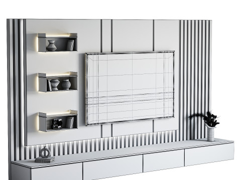 TV wall set 03 3D Модель