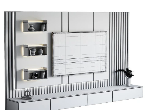 TV wall set 03 3D Model