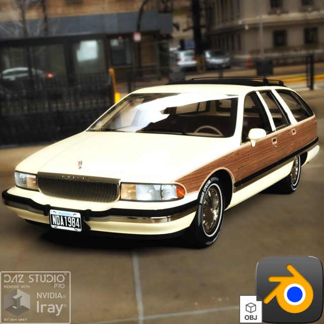 Buick Roadmaster Estate Wagon 1991 3D Модель .c4d .max .obj .3ds .fbx .stl .blend 