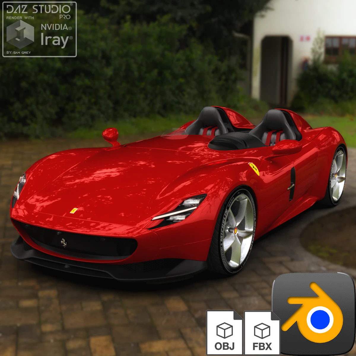 Ferrari Monza SP2 2019 3D Model .c4d .max .obj .3ds .fbx .stl .blend 