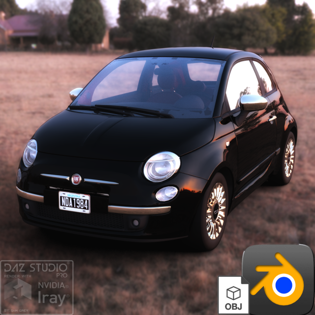 Fiat 500 2012 3D Model .c4d .max .obj .3ds .fbx .stl .blend 