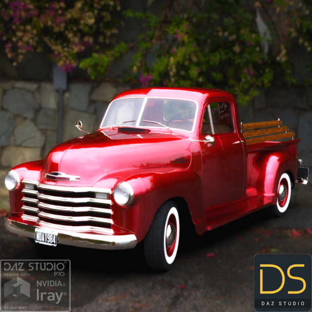 Chevy Pickup style 1951 for Daz Studio Modelo 3D .c4d .max .obj .3ds .fbx .stl .blend 