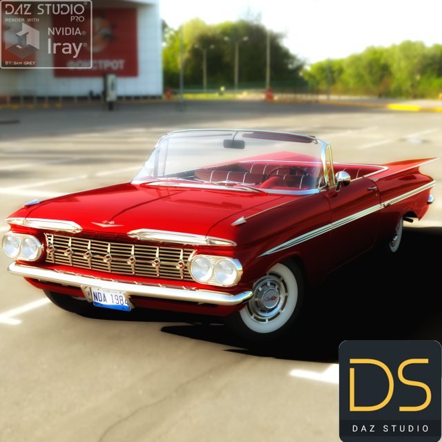 Chevrolet Impala Convertible 1959 for DAZ Studio 3D Модель .c4d .max .obj .3ds .fbx .stl .blend 