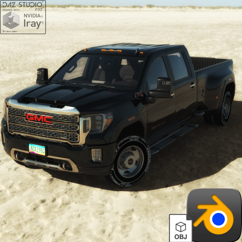 GMC Sierra HD 3500 Denali 2021 3D Модель .c4d .max .obj .3ds .fbx .stl .blend 