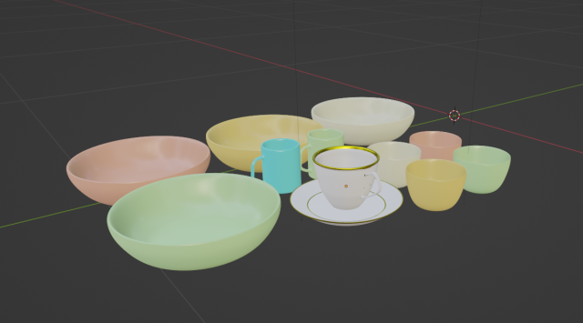 Bowl dishes plate teacup 3D Model .c4d .max .obj .3ds .fbx .stl .blend 