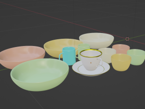 Bowl dishes plate teacup Modelo 3D