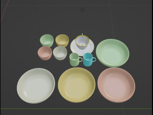 Bowl dishes plate teacup 3D Model