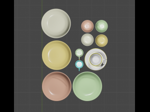 Bowl dishes plate teacup 3D Model