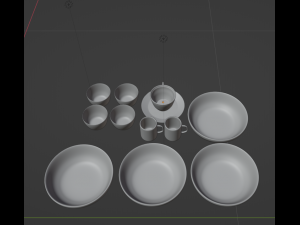 Bowl dishes plate teacup 3D Model