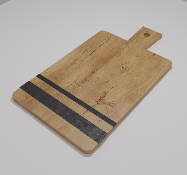 Wooden chopping board 3D Model .c4d .max .obj .3ds .fbx .stl .blend 