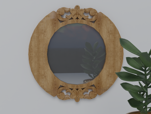 Wooden wall mirror carving 3D 模型 .c4d .max .obj .3ds .fbx .stl .blend