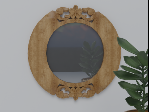 Wooden wall mirror carving 3D Model