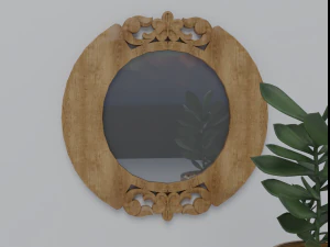 Резьба по деревянному настенному зеркалу 3D Модель