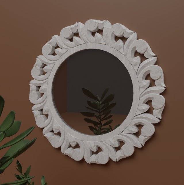 Wooden wall mirror carving 3D 模型 .c4d .max .obj .3ds .fbx .stl .blend 