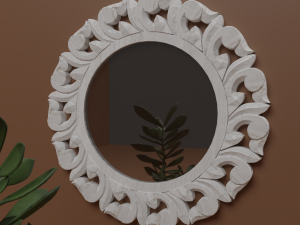 Wooden wall mirror carving Modelo 3D