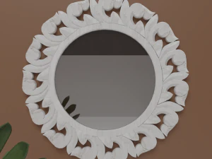 Wooden wall mirror carving 3D Model