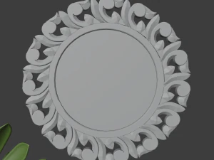 Wooden wall mirror carving 3D Model