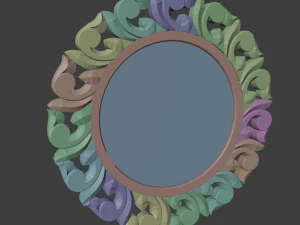 Wooden wall mirror carving 3D Model