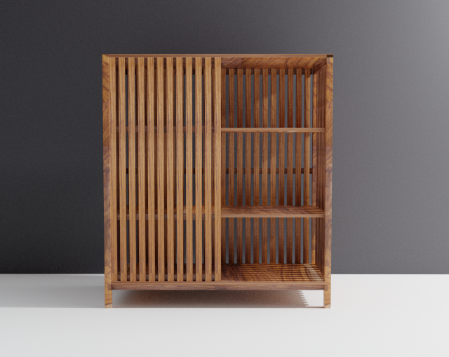 Wooden modular shelf 3D Modell .c4d .max .obj .3ds .fbx .stl .blend 