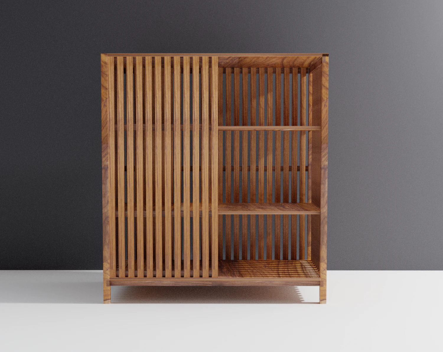 Wooden modular shelf 3D Model .c4d .max .obj .3ds .fbx .stl .blend 