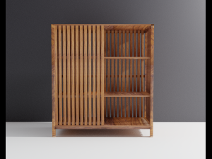 Wooden modular shelf Model 3D