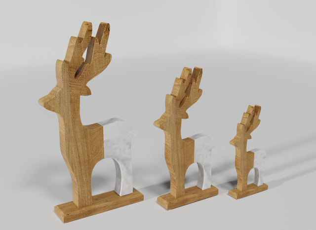 Christmas Reindeer wood and marble Modèle 3D .c4d .max .obj .3ds .fbx .stl .blend 