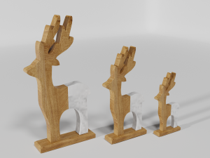Christmas Reindeer wood and marble Modèle 3D