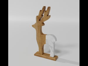 Christmas Reindeer wood and marble Modèle 3D