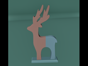 Christmas Reindeer wood and marble Modèle 3D