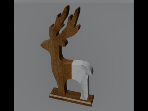 Christmas Reindeer wood and marble Modèle 3D