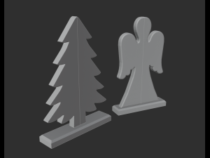 Wooden and marble Christmas tree and angel 3D 模型