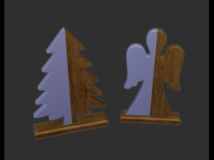 Wooden and marble Christmas tree and angel 3D 模型