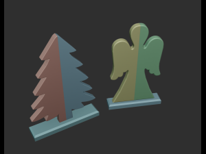 Wooden and marble Christmas tree and angel 3D 模型