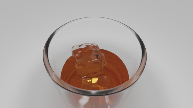 Glass with ice and whiskey 3D Model .c4d .max .obj .3ds .fbx .stl .blend
