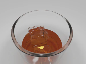 Glass with ice and whiskey 3D Model