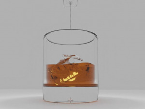 Glass with ice and whiskey 3D Model