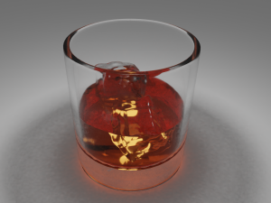 Glass with ice and whiskey 3D Model