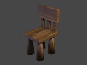 小さな木の椅子 3Dモデル