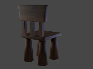 Small wooden chair 3D Model