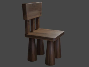 Small wooden chair 3D Model