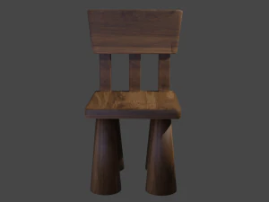 Small wooden chair 3D Model