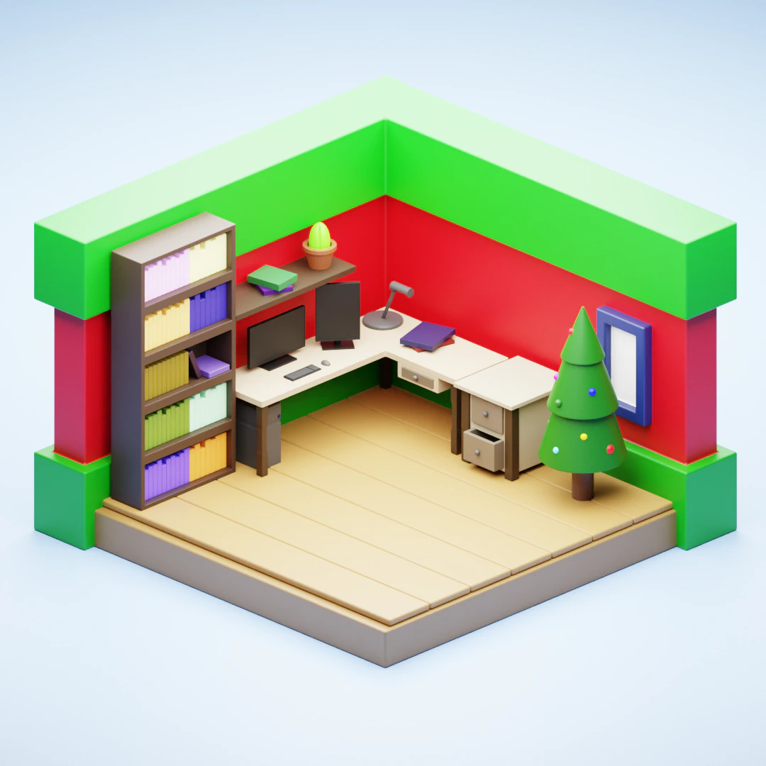 Christmas room 3D Model .c4d .max .obj .3ds .fbx .stl .blend 