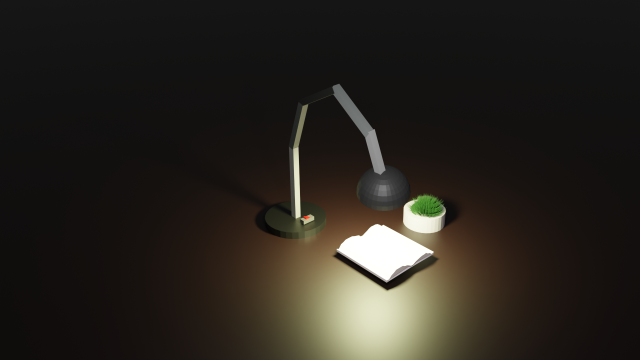 Lamp with book and cactus 3D Model .c4d .max .obj .3ds .fbx .stl .blend 