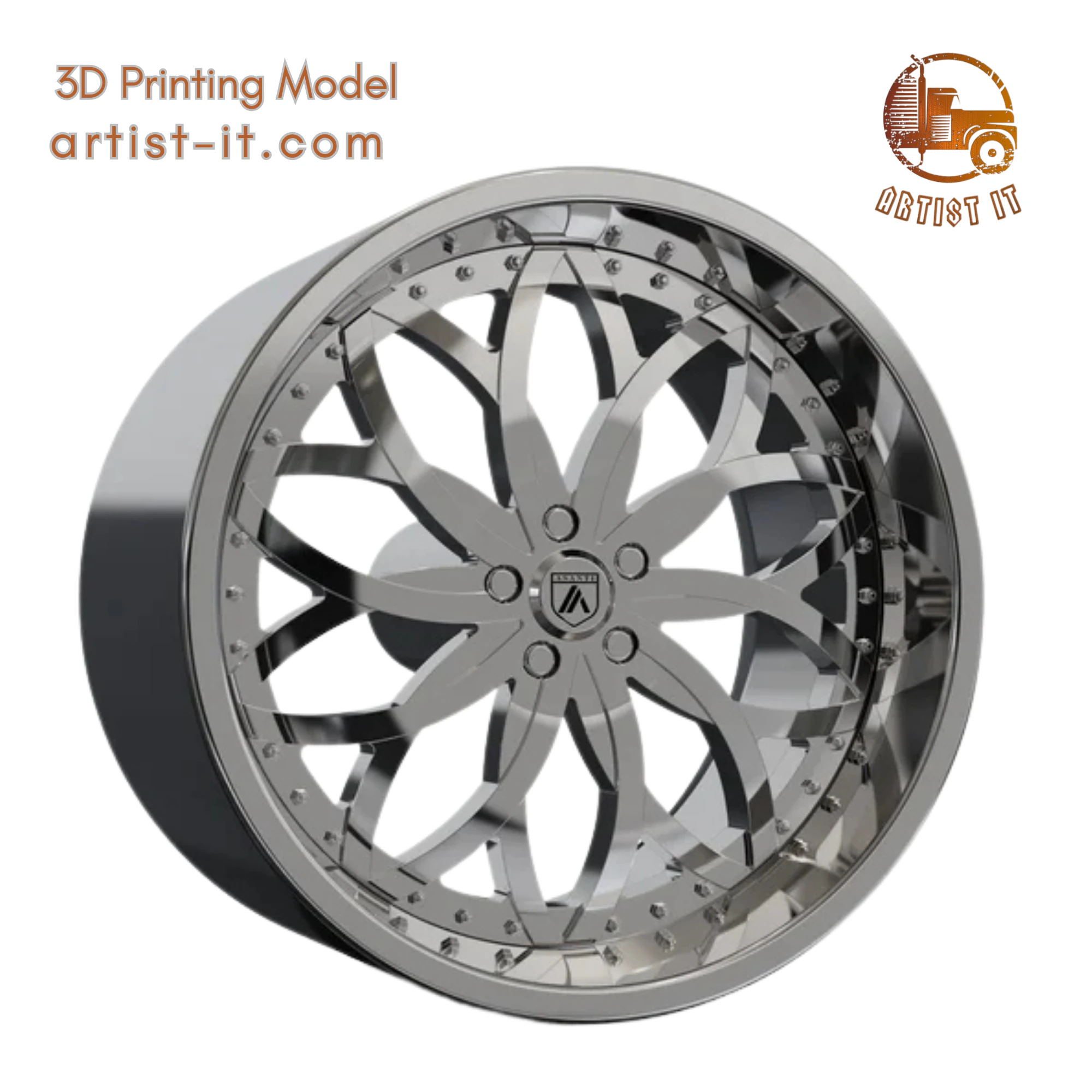 ASANTI AF821 WHEEL 3D MODEL 3D Print Model .c4d .max .obj .3ds .fbx .stl .blend