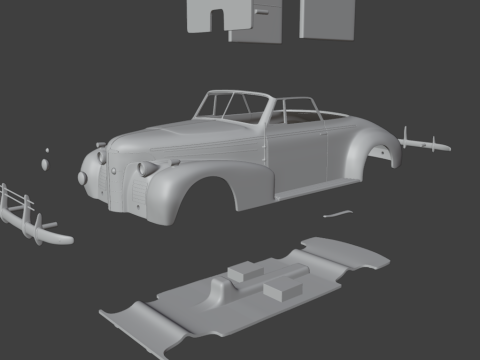 Oldsmobile 80 convertible 1939 3d print model 3D Baskı Modeli