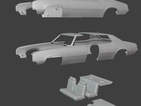 1971 Oldsmobile Cutlass Supreme sedan 3d print model 3Dプリントモデル