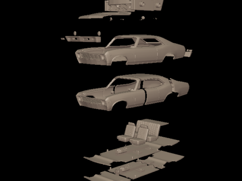 CHEVROLET NOVA SS 396 1969 3D PRINT MODEL 3D Baskı Modeli